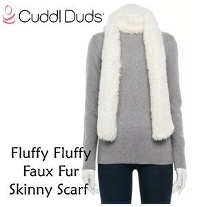 Cuddl Duds Knit Furry Yarn Skinny Scarf NWT-Ivory